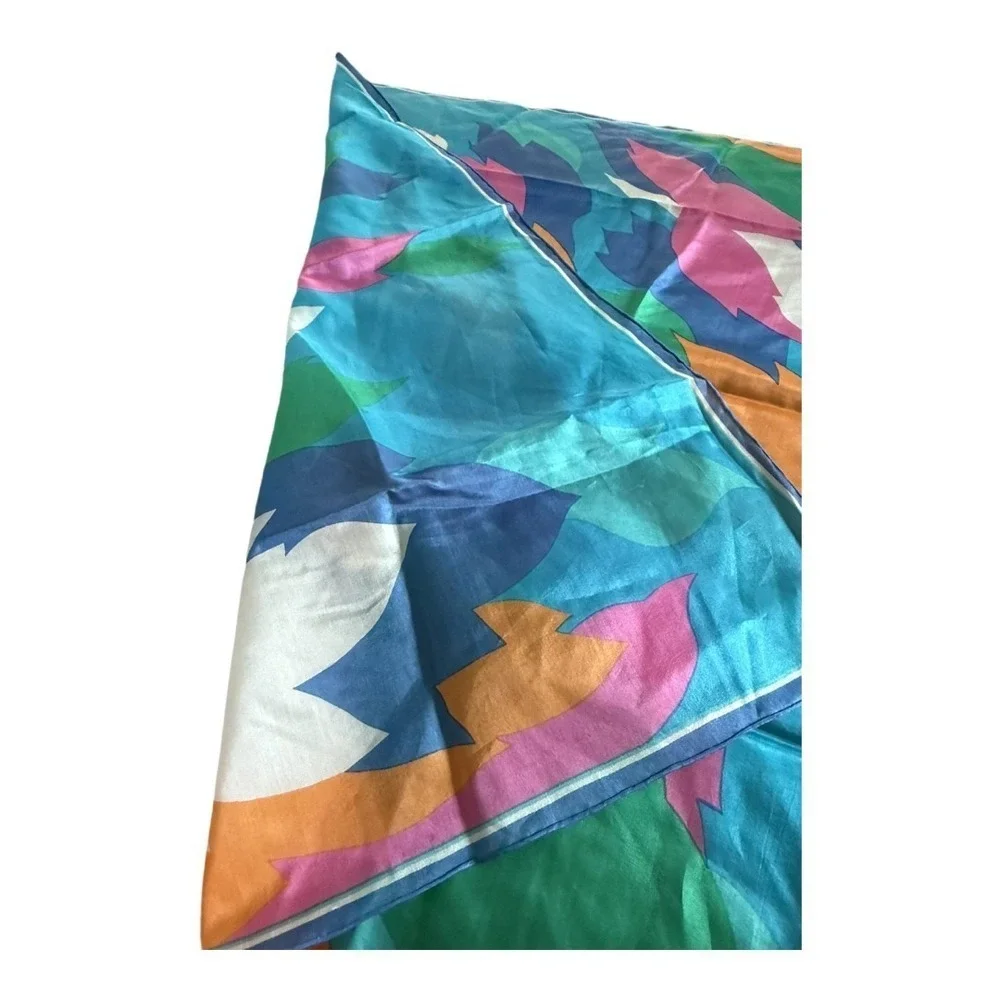 Watercolor Leaf Square Scarf Neck Scarf Bag Wrap Bright Color Light Weight